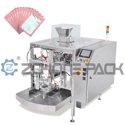0.65Mpa Mini Pouch Packaging Machine , Multifunctional Premade Bag Packing Machine