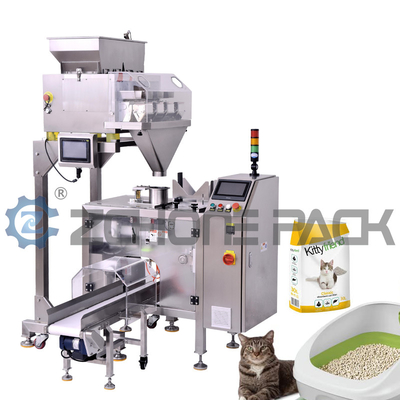 1KW Cat Litter Packaging Machine Multi Head Scale Quantitative Weighing Fully Automatic Packaging