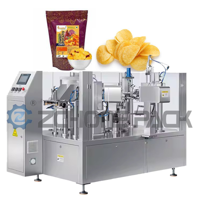 Snacks Meat Food Packaging Machine Vacuum Nitrogen Filling Dual Aterial Solid Liquid Powder